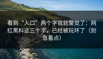 看到“入口”两个字我就警觉了：网红黑料这三个字，已经被玩坏了（别急着点）