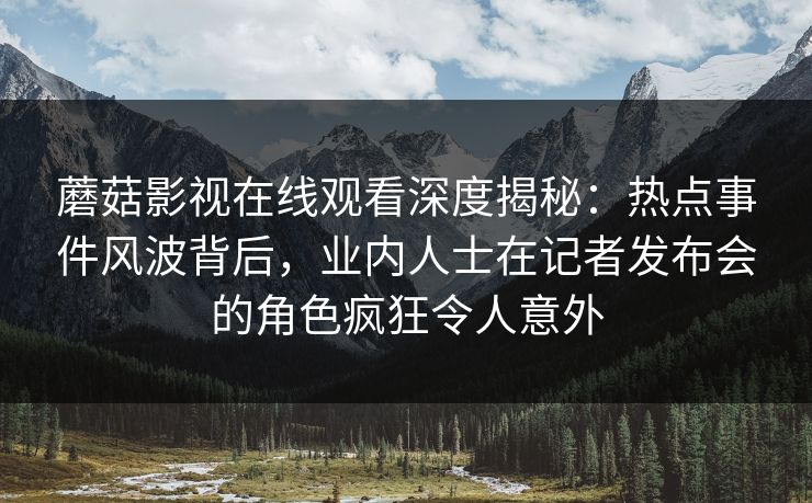 蘑菇影视在线观看深度揭秘：热点事件风波背后，业内人士在记者发布会的角色疯狂令人意外