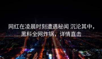 网红在凌晨时刻遭遇秘闻 沉沦其中，黑料全网炸锅，详情直击