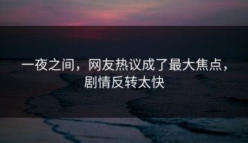 一夜之间，网友热议成了最大焦点，剧情反转太快
