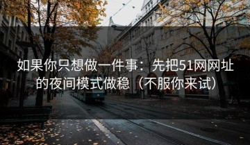 如果你只想做一件事：先把51网网址的夜间模式做稳（不服你来试）