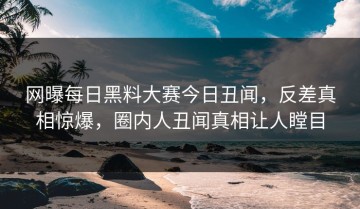 网曝每日黑料大赛今日丑闻，反差真相惊爆，圈内人丑闻真相让人瞠目