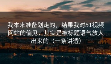 我本来准备划走的，结果我对51视频网站的偏见，其实是被标题语气放大出来的（一条讲透）