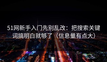 51网新手入门先别乱改：把搜索关键词搞明白就够了（信息量有点大）