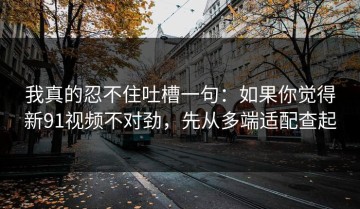 我真的忍不住吐槽一句：如果你觉得新91视频不对劲，先从多端适配查起