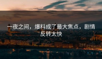 一夜之间，爆料成了最大焦点，剧情反转太快