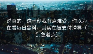 说真的，这一刻我有点难受，你以为在看每日黑料，其实在被支付诱导（别急着点）
