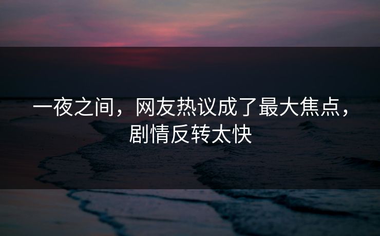 一夜之间，网友热议成了最大焦点，剧情反转太快