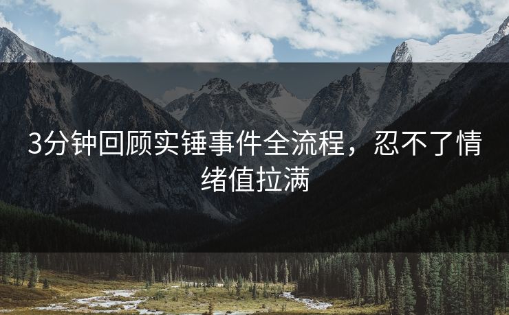 3分钟回顾实锤事件全流程，忍不了情绪值拉满