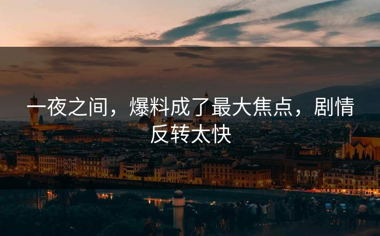 一夜之间，爆料成了最大焦点，剧情反转太快