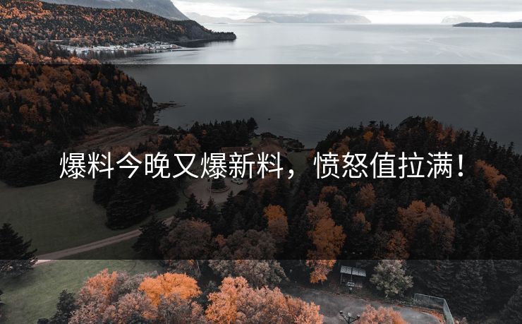 爆料今晚又爆新料，愤怒值拉满！