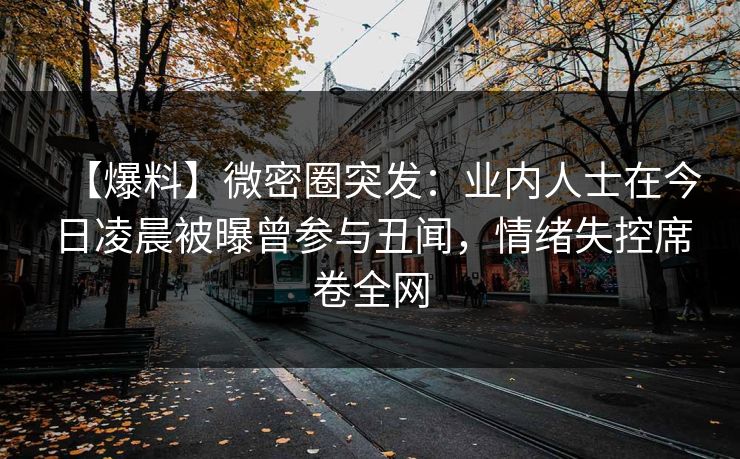 【爆料】微密圈突发：业内人士在今日凌晨被曝曾参与丑闻，情绪失控席卷全网