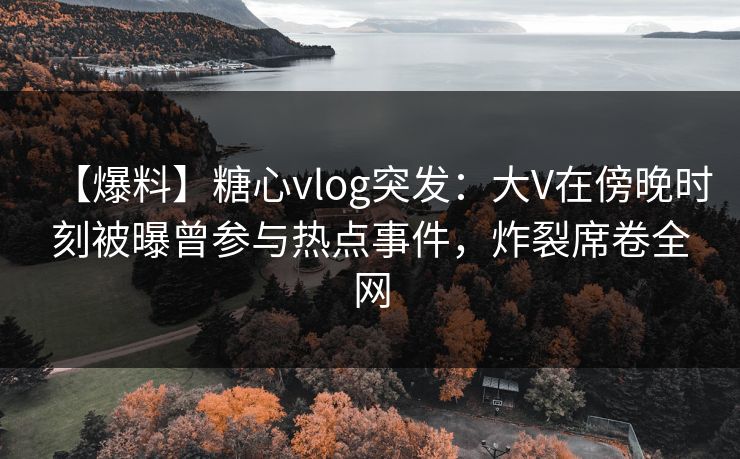 【爆料】糖心vlog突发:大V在傍晚时刻被曝曾参与热点事件,炸裂席卷全网 【爆料】糖心vlog突发:大V在傍晚时刻被曝曾参与热点事件,炸裂席卷全网