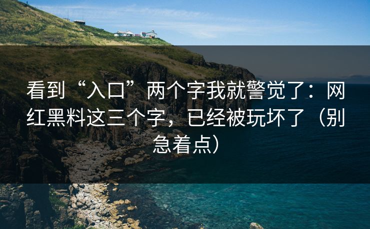 看到“入口”两个字我就警觉了：网红黑料这三个字，已经被玩坏了（别急着点）