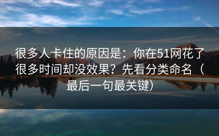 很多人卡住的原因是：你在51网花了很多时间却没效果？先看分类命名（最后一句最关键）